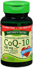 Nature's Truth Enhanced Absorption CoQ-10 100 mg plus Black Pepper Extract Quick Release Softgels