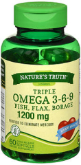 Nature's Truth Triple Omega 3-6-9 Fish. Flax, Borage 1200 mg Quick Release Softgels