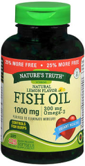 Nature's Truth Natural Lemon Flavor Fish Oil 1000 mg Quick Release Softgels 125 CP