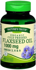 Nature's Truth Organic Cold Pressed Flaxseed Oil 1000 mg Omega 3, 6 & 9 Quick Release Softgels