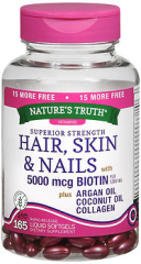 Nature's Truth Superior Strength Hair, Skin & Nails with 5000 mcg Biotin plus Argan Oil, Coconut Oil, Collagen Softgels