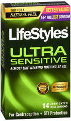 LifeStyles Ultra Sensitive Lubricated Latex Condoms 14 EA