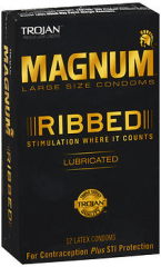 Trojan Magnum Large Size Latex Condoms Ribbed Lubricated