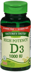 Nature's Truth D3 1000 IU Vitamin Supplement Softgels