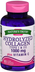 Nature's Truth Vitamins Hydrolyzed Collagen Type I & III plus Vitamin C Coated Caplets