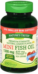 Nature's Truth Vitamins Mini Fish Oil 1300 mg Softgels Premium Strength Natural Lemon Flavor