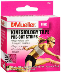 Mueller Kinesiology Tape Pre-Cut Strips Pink 6827