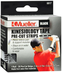 Mueller Kinesiology Tape Pre-Cut Strips Black 6817