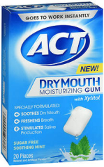 ACT Dry Mouth Moisturizing Gum With Xylitol Sugar Free Soothing Mint