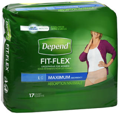 Depend Fit-Flex Underwear for Women Maximum Absorbency Size L